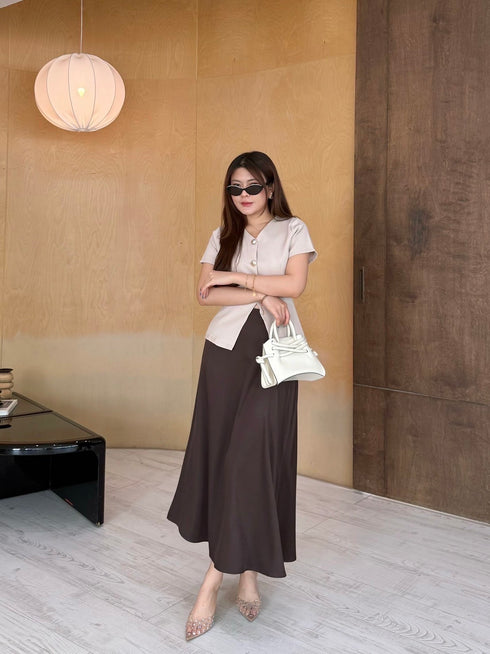 Elegant Women Button Down Blouse With Skirt Sets